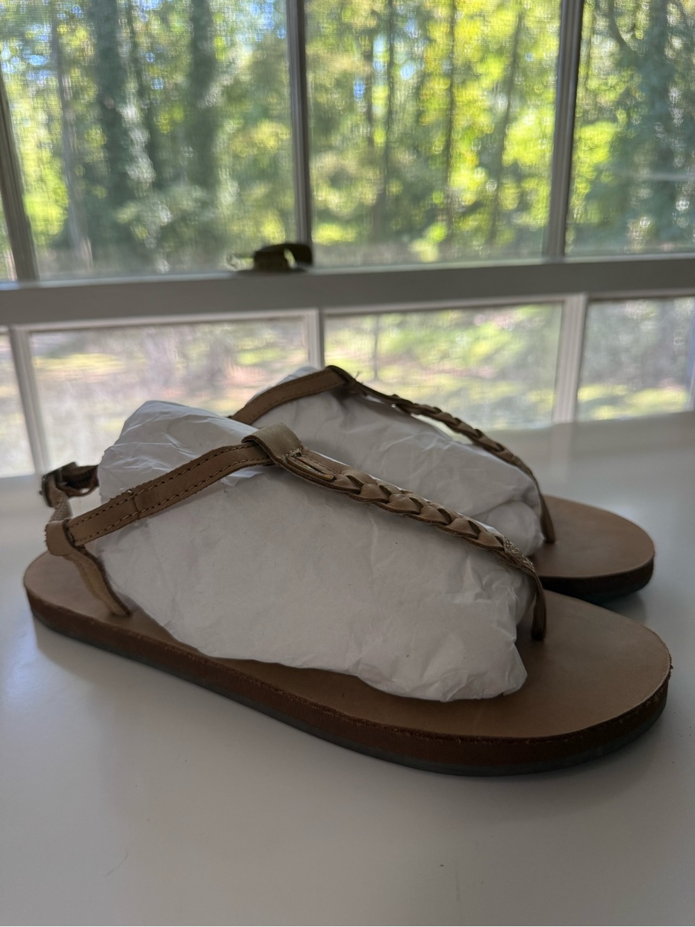 Rainbow brand Women's Tan Braided Thong Sandals